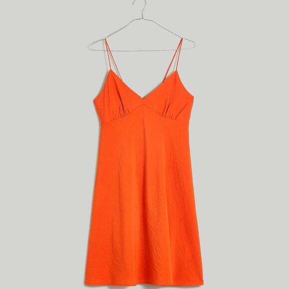 Madewell NWT Layton Mini Slip Dress Size 14 in Copperwashed Orange - Picture 5 of 7